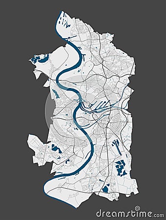 Detailed map of Duisburg city, Cityscape. Royalty free vector illustration Vector Illustration