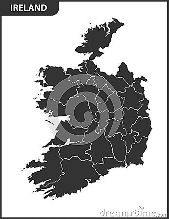 The detailed map of the Ireland with regions or states Vector Illustration