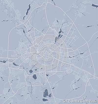 Detailed map of Kharkiv city, linear print map. Cityscape panorama Vector Illustration