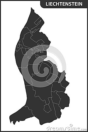 The detailed map of Liechtenstein with regions or states. Administrative division Vector Illustration