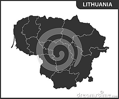 The detailed map of Lithuania with regions or states. Administrative division Vector Illustration