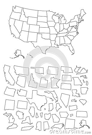 Detailed map of Usa Stock Photo