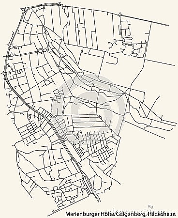 Street roads map of the MARIENBURGER HÃ–HE-GALGENBERG MUNICIPALITY, HILDESHEIM Vector Illustration