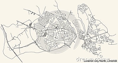 Street roads map of the Limerick City North Electoral Area of Cork City, Ireland Vector Illustration