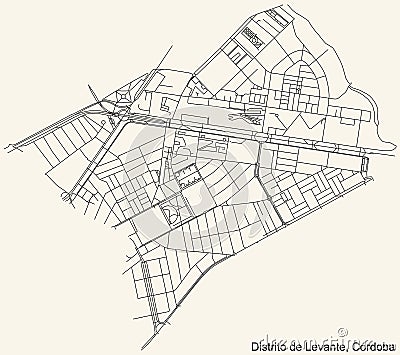 Street roads map of the Levante district of Cordoba, Spain Vector Illustration