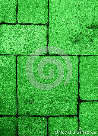 Detailed pavement pattern toned in electric green Stock Photo
