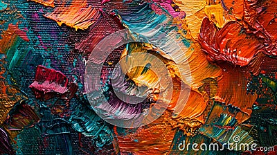 .A detailed photograph capturing the fluidity of abstract paint strokes on canvas Stock Photo