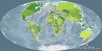 Political world map Aitoff projection Vector Illustration