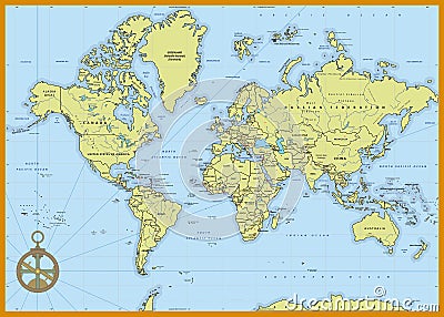 Detailed Political World Map Vector Illustration