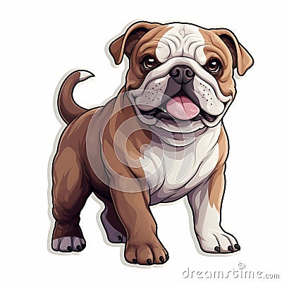 Detailed Realism Cartoon Bulldog Dog In Intense Color Saturation Stock Photo