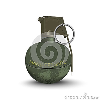 Detailed realistic image of hand grenade. Army explosive. Weapon icon. Military object Vector Illustration