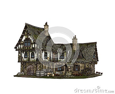 Detailed Reconstruction of a Medieval Tavern Stock Photo