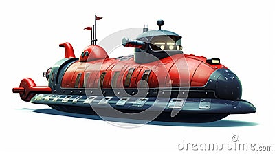 Detailed Red Submarine: Realistic Rendering Inspired By Looney Tunes Stock Photo