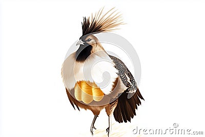 A detailed rendering of the Greater Sage-Grouse, a large bird with an elaborate feather display, puffed-up chest, and distinctive Cartoon Illustration
