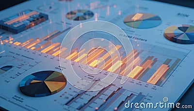 Financial Data Analysis Report: Visualizing Business Growth and Key Performance Indicators with Charts and Graphs Stock Photo