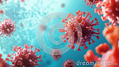 Detailed representation of a red virus visualizing the structure and shape of pathogens in a scientific context Stock Photo