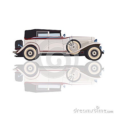 Detailed retro car, vector cadillac for design, isolated white c Vector Illustration