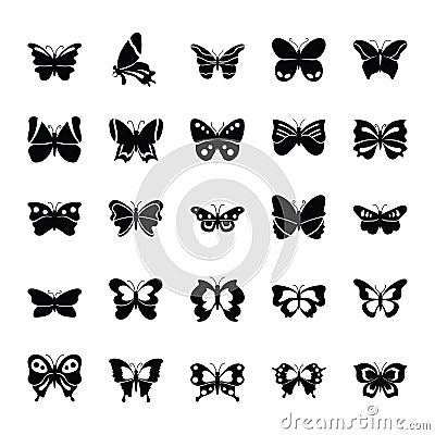 Butterfly Common Species Glyph Icons Stock Photo