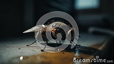 Detailed and sharp fly portraits are very focused Stock Photo