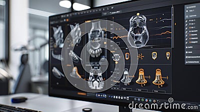 A detailed shot of the softwares intuitive interface designed for ease of use and efficient implant design creation Stock Photo