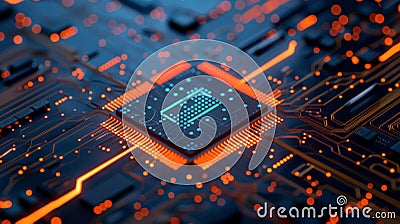 HighTech Microchip Circuit Board for Advanced Computing and Communication Technology Stock Photo