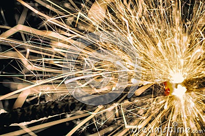 Detailed shot of the sparkling sparkler Stock Photo