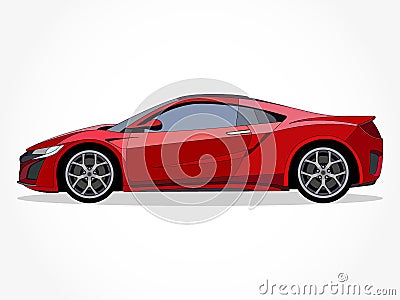 Cool car illustration with details and shadow effect Cartoon Illustration