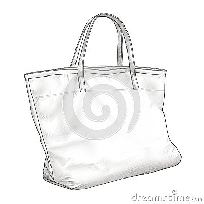 Detailed Sketching Of White Puffer Style Tote Bag Stock Photo