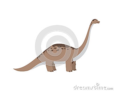 Detailed Standing Brontosaurus the Jurassic Animal Illustration Vector Illustration