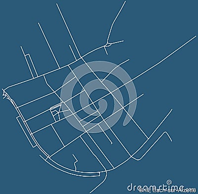 Street roads map of the Brill Quarter of Esch-sur-Alzette, Luxembourg Vector Illustration