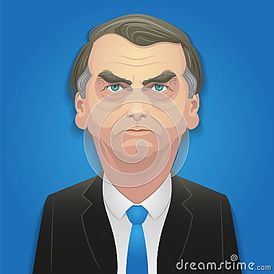 October 17, 2018 - Jair Bolsonaro over blue background Vector Illustration