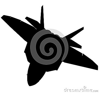 Detailed vector illustration of an Air Force stealth F-35 Lightning II fighter jet. Isolated realistic silhouette F 35 jet fighter Cartoon Illustration