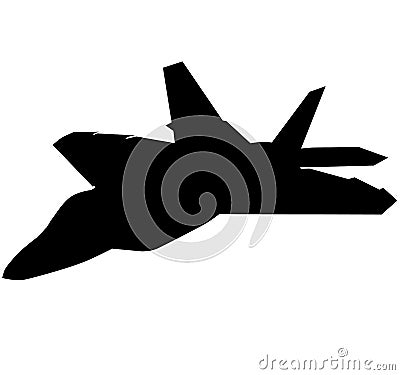 Detailed vector illustration of an Air Force stealth F-35 Lightning II fighter jet. Isolated realistic silhouette F 35 jet fighter Cartoon Illustration