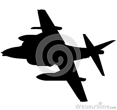 Detailed vector illustration of an British military Royal Air Force, navy aircraft the Harrier jump jet from McDonnell Douglas AV8 Cartoon Illustration