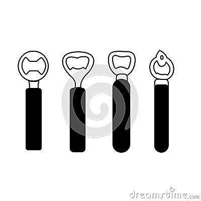 Four Bottle Openers Vector Illustration Cartoon Illustration