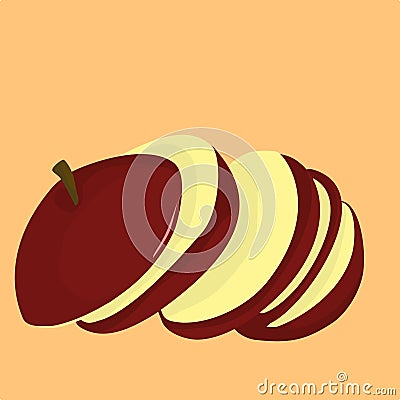 Sliced Red Apple Vector Illustration Vector Illustration