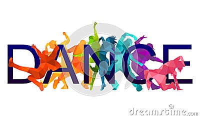 Detailed vector illustration silhouettes of expressive dance colorful group of people dancing. hip-hop, house dance. Da Vector Illustration