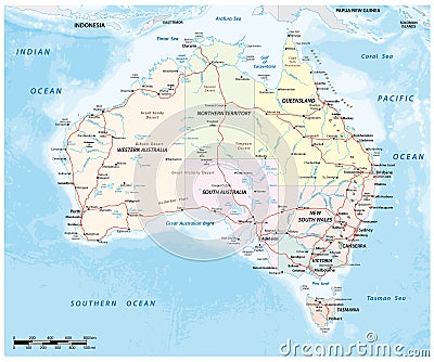 Detailed vector map of the Australian continent Vector Illustration