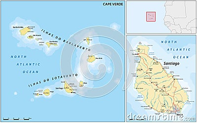 Detailed vector map of Cape Verde Islands Vector Illustration