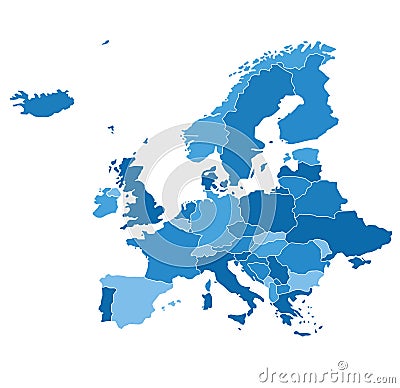 Detailed vector map Europe Vector Illustration