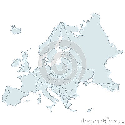 Detailed vector map of the Europe. Stock Photo
