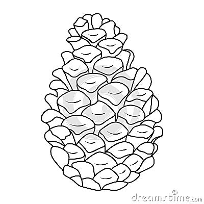 Detailed Vector Outline of a Pine Cone With Intricate Scale Patterns Vector Illustration