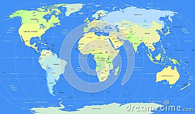 Detailed vector political World Map Vector Illustration