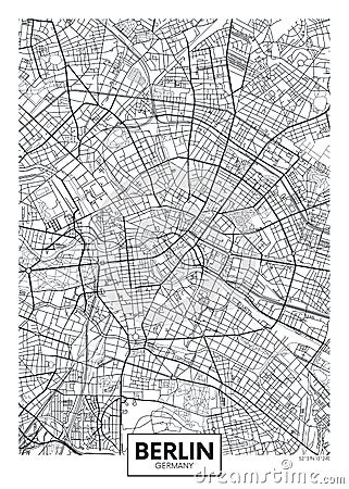 Detailed vector poster city map Berlin Vector Illustration