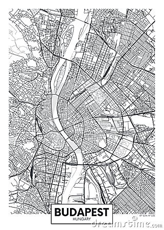 Detailed vector poster city map Budapest Vector Illustration