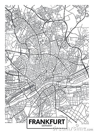 Detailed vector poster city map Frankfurt Vector Illustration