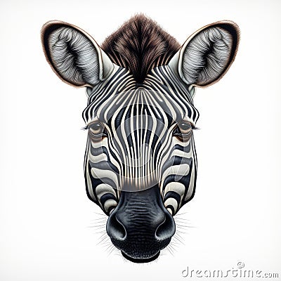 Detailed Vector Zebra Head Illustration On White Background Cartoon Illustration