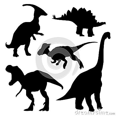 Detailed Vectoral Dinosaur Silhouettes Vector Illustration