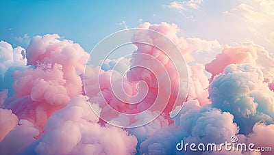 A detailed view of a cotton candy in rainbow hues Stock Photo