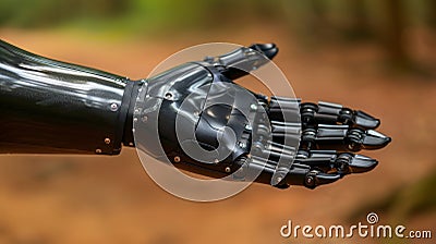 Detailed view of a cutting edge bionic arm with neural interfaces for seamless brain integration Stock Photo